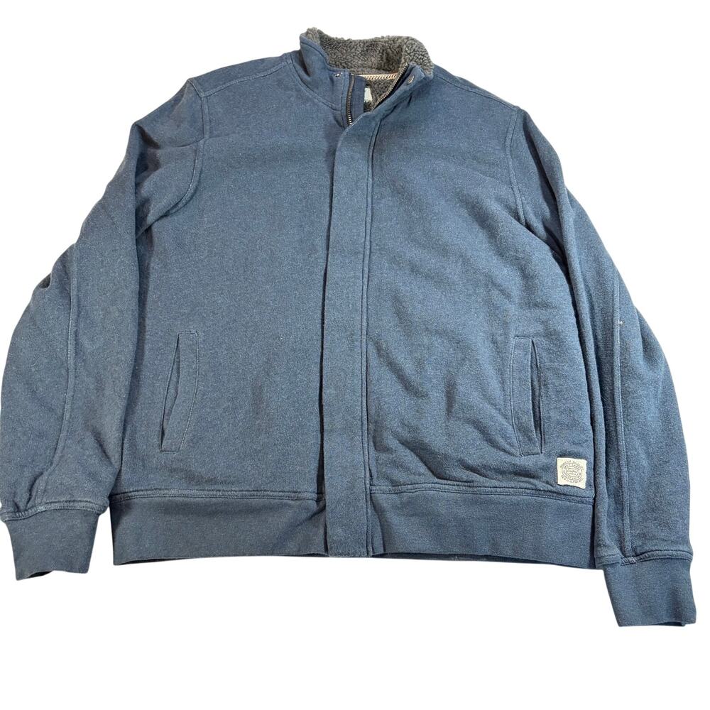 Lucky brand Mens shearling blue sweatshirt jacket. Full zip. Size L. Shacket